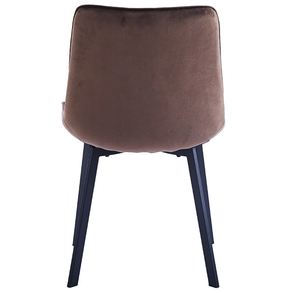 Set 4 Sedie da Pranzo Rivestimento Velluto Marrone Sedia Ufficio Casa Ergonomica - Immagine 2 di 4