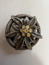 Vintage Pewter Edelweiss Scarf Clip Unisex ~ Solid Austria