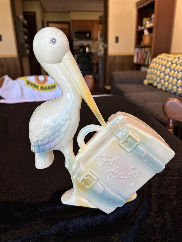 Vintage Plastic Stork Blow Mold for Baby Bank Decor and Shower