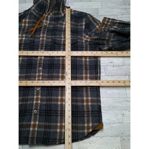 PrAna Asgard Men's L Gray Brown Plaid Hooded Flannel Jacket Snap Front image 10