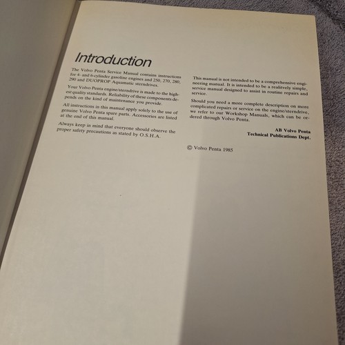 Volvo Penta Outboard Workshop Service Manual Aquamatic 7730253-7 OEM 1986 - Picture 3 of 5
