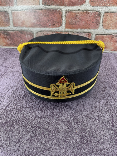 Vintage Freemason Masonic 32nd Degree Eagle Scottish Rite Hat & Case 7 3/8 - Picture 3 of 13