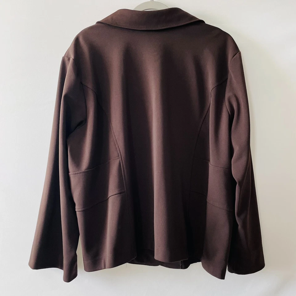 Vintage Susan Graver Womens Brown Long Sleeve Classic Blazer Jacket Sz 3X - Image 2 of 4