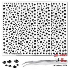 Black Rhinestone Stickers for Crafts Face Gems Pearls for MakeupClear Crystal