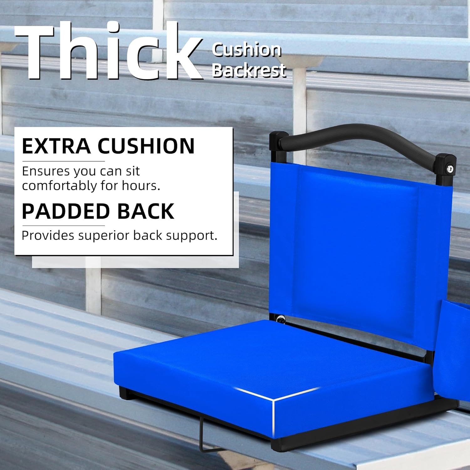 HABUTWAY Stadium Seats with Back Support and Thick Cushion 1 PC, Blue 