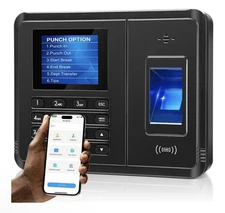 App-Based Time Clock–Employee Fingerprint Attendance, iOS/Android w/10 IC Cards 