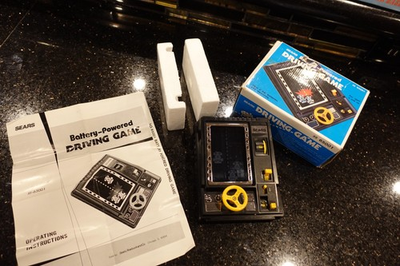 #ad SEARS Auto Race Vintage Electronic Handheld Tabletop Arcade Video game READ $95.00