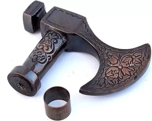 Designer Antique Brass Finish Viking Axe Head Handle Only for Walking Stick Cane