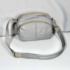Travelon Anti Theft Crossbody Bag Gray Nylon RFID Zip Travel Purse 42850