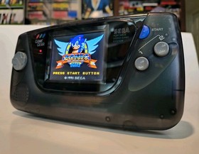 RARE Authentic Smoke Clear Black Sega Game Gear Console w Modern LCD US Seller