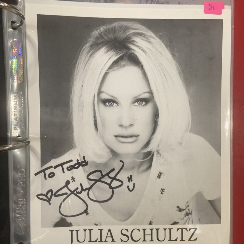 Playboy Playmates Autographed Photo Julia Schultz - Rush Hour 2 - b&w 8x10 