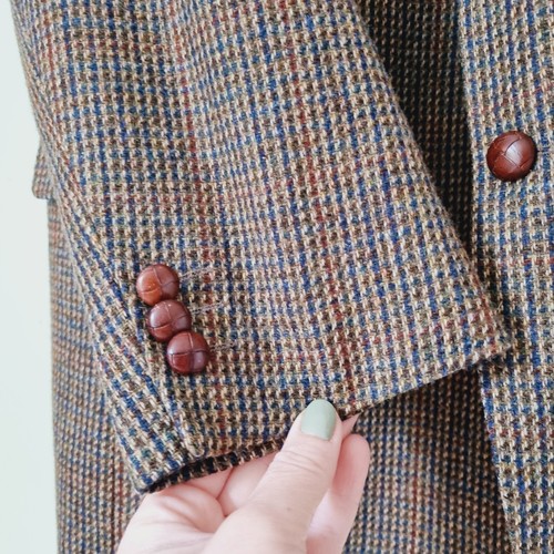 Vintage Burberry's Wool Jacket Jockey Brown Checked Size 56 L XL Men's Walbusch - Picture 7 of 15