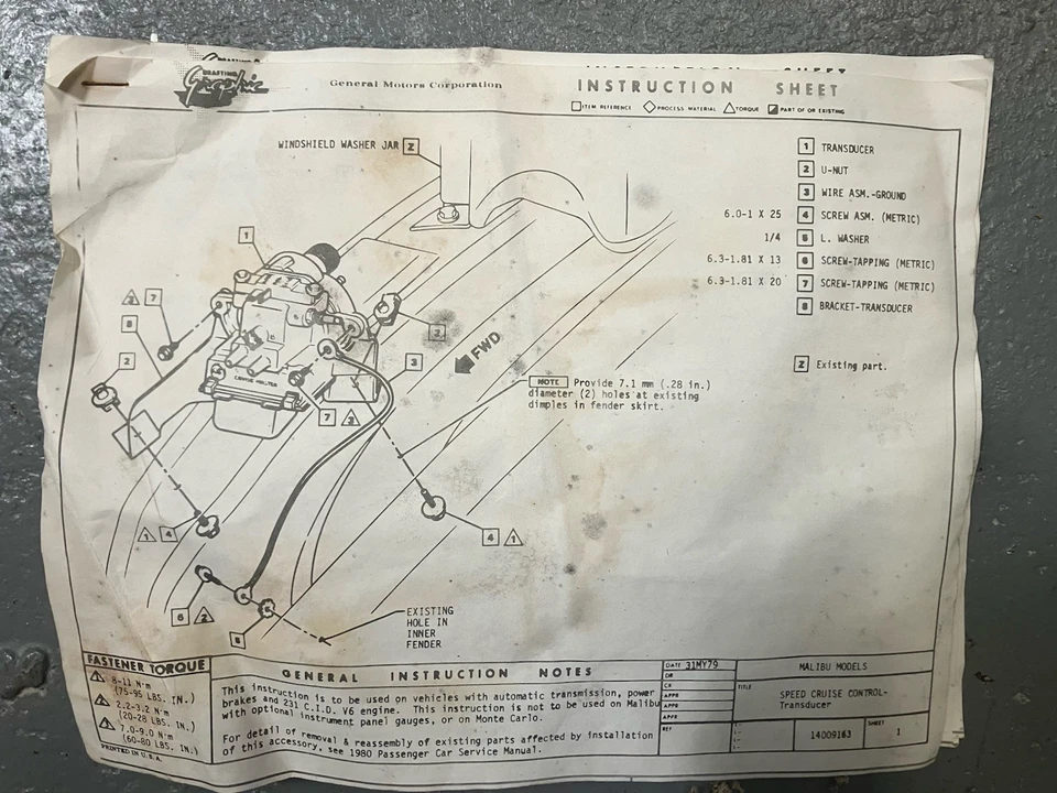 80 Chevrolet Malibu El Camino Monte Carlo 6-231 Cruise Control Kit 996720 - Image 2 of 4