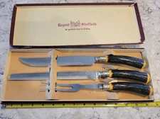 Lucite Antler Regent Sheffield W Richardson Cutlery 3PC Carving Set 