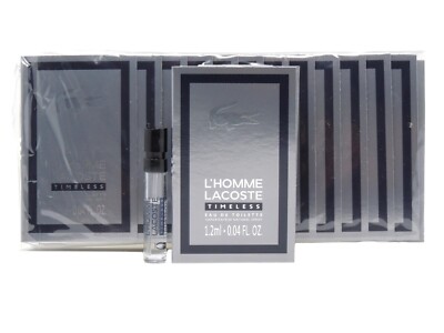 LACOSTE L'HOMME TIMELESS EDT 1.2ml .04fl oz x 12 COLOGNE SPRAY SAMPLES SEALED