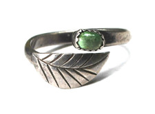 Sterling Silver Turquoise Bypass Leaf 11mm Ring Size 6 Adjustable