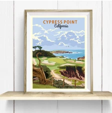Cypress Point California Golf Print- Travel Poster-PGA-Golf Decor-Gift For Dad
