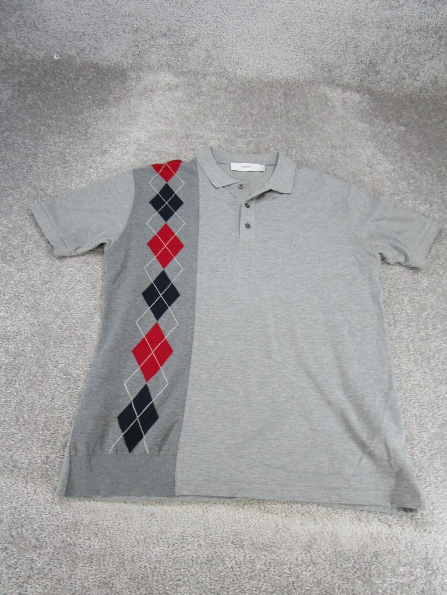 Tシャツ・カットソー Malbon Golf Argyle Pattern Polo T-Shirt CREAM MAN M4321PTS04 Pringle Polo Shirt Mens Medium Gray Cotton Short Sleeve