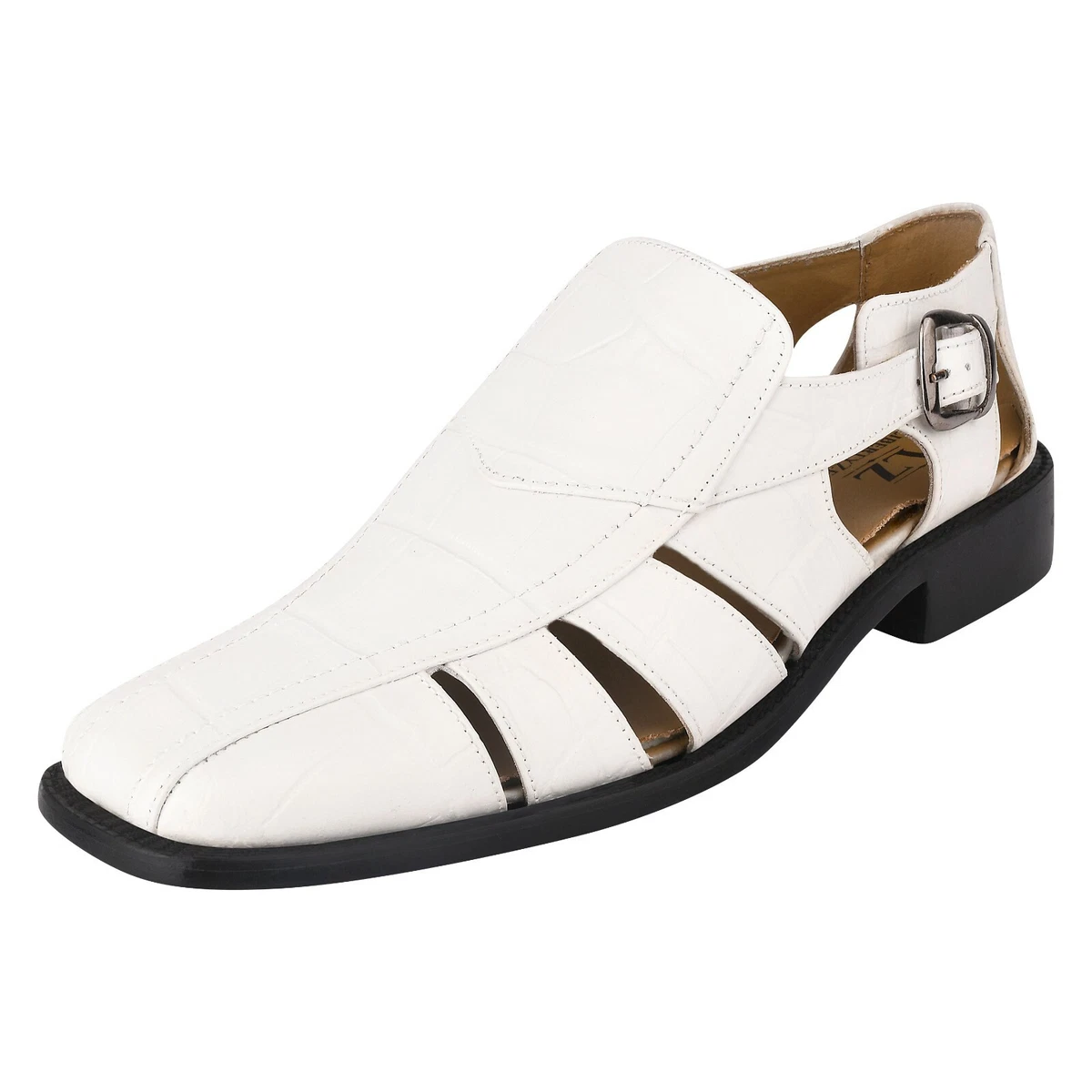 White Leather Upper Straps Sandals for Men for sale | eBay
