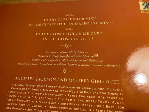 MICHAEL JACKSON "IN THE CLOSET MIXES BEHIND DOOR #1" 1992 EPIC RECORDS DUTCH - Picture 12 of 24