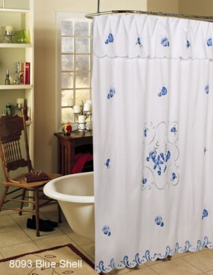 New STUDIO M Spirit FABRIC SHOWER CURTAIN -Blue Sage