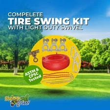 SWING SET STUFF INC. COMPLETE TIRE SWING KIT WITH LIGHT DUTY TIRE SWIVEL (RED)