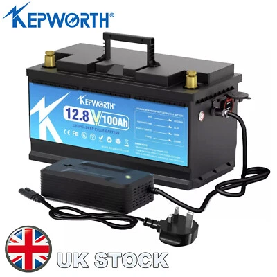 12V 100Ah Lithium Battery LiFePO4 100A BMS for RV Solar Off-grid Boat +Charger