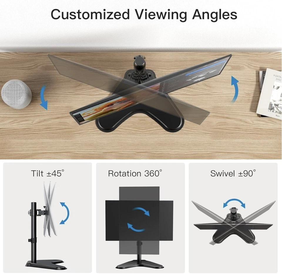 Huanuo Single Monitor Stand for 13 to 32"Computer, Height Adjustable Black - Image 2 of 4