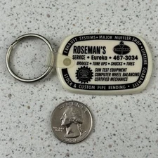 Roseman's Standard Oil Gas Station Eureka Illinois White Keychain Key Ring 50431