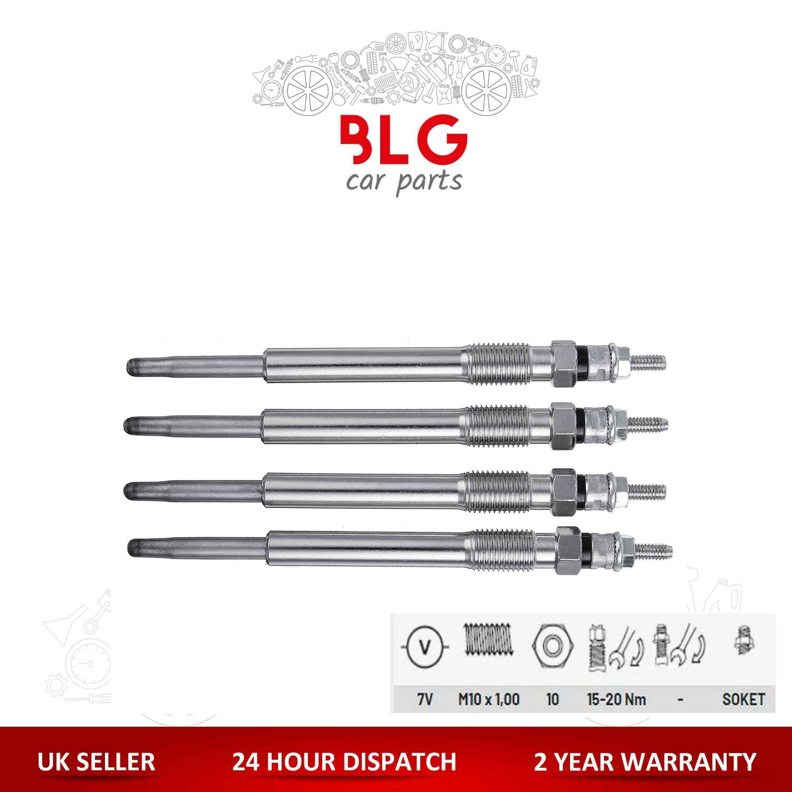 4X HEATER GLOW PLUGS FOR VAUXHALL MOVANO B VIVARO A 2.02.3 CDTI 11065