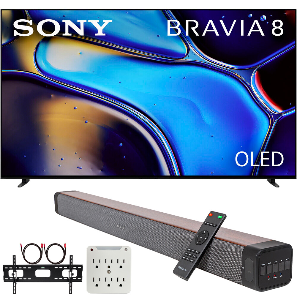 Sony BRAVIA 8 K55XR80 55 OLED-телевизор с разрешением 4K HDR (2024) + Звуковая панель премиум-класса + Комплект крепления