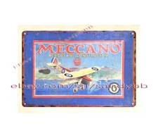 Childhood toy MECCANO AEROPLANE CONSTRUCTION KIT metal tin sign bar club s