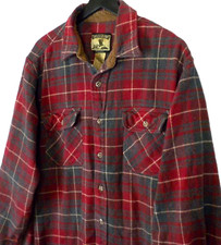 Vintage Field Stream Men's Red Plaid thick Flannel Shirt Size L