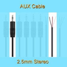 10pcs 25cm Audio Aux Cord 2.5mm Stereo Male Plug 3pin Wire DIY Pigtail Cable
