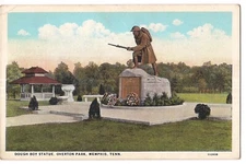 DOUGH BOY STATUE Overton Park Memphis Tennessee Postcard TN WB Soldier Monument