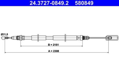 ATE Bremsseil Hinten Peugeot, Citroen 24.3727-0849.2