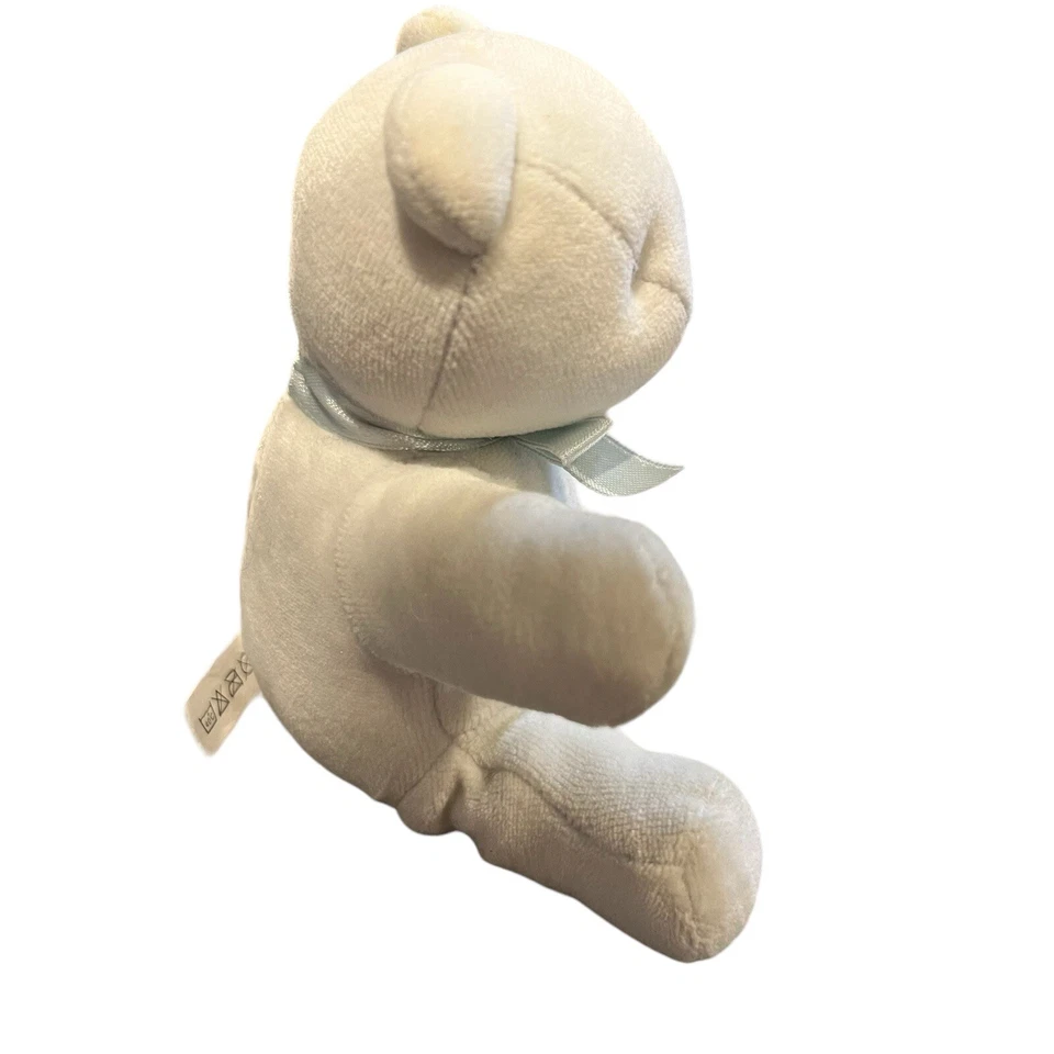 Oso bebé azul pastel Ralph Lauren juguete sonajero 6,5 pulgadas ojos de tela terciopelo suave Foto 3 de 4