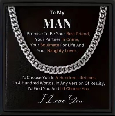 To My Man Cuban Link Necklace anniversary birthday meaningful gift for him