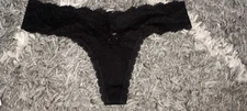 NeW Vs Leopard lace  trim thong Panty Size medium black 