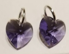 2 Swarovski-6202 Faceted Crystal Heart Charms - 10mm Tanzanite Purple