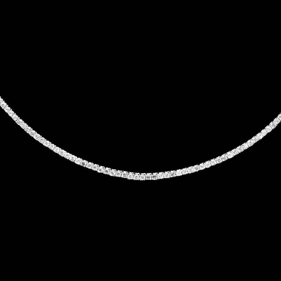 7Ct Round Cut Lab Created Diamond Women's Tennis Necklace 14K White Gold Plated - Image 2 of 4