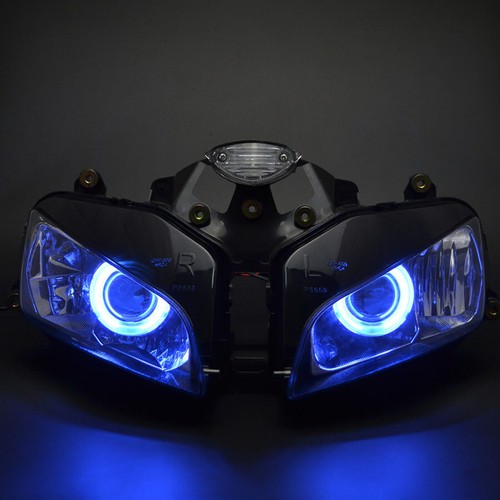 Assembled HID Projector Headlight Blue Angel Eyes for Honda CBR600RR 03-06 - Bild 9 von 10
