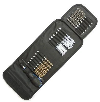 POWERTIME Wire Brush Pipe Cleaning Kit 20pc - Remove Rust - Brass Steel Nylon Heads