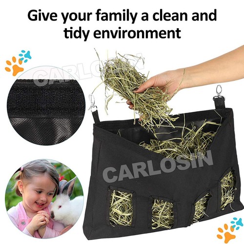 Rabbit Hay Bag Guinea Pig Pet Hanging Pouch Feeder Holder Eating Feeding - Picture 3 of 12
