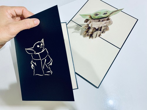 OrigamiPopCards.com BABY YODA STAR WARS 3D Pop Up Greeting Card Happy Birthday - Picture 2 of 12