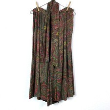 Vtg Handmade Brown Paisley Elastic Waist Harem Gaucho Pants With Scarf Waist 29"