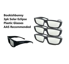 3 Pairs Bookishbunny Solar Eclipse Viewer Plastic Glasses ISO Certified Sun View