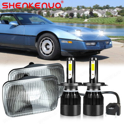 Pair 5X7'' 7x6 LED Headlights H4 Hi/Lo Beam DRL for Chevy 1984-1996 Corvette C4