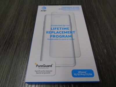 AT&T PureGuard Tempered Glass Screen Protector for iPhone 12 / 12 Pro / 11 / XR