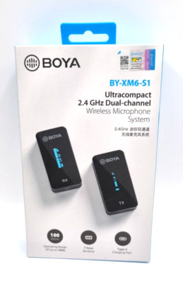 BOYA BY-XM6 S1  2.4GHz 100m AFH Dual-Channel Wireless Microphone System